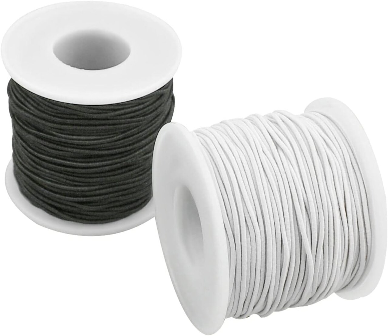 2 Rolls 1 mm Elastic Beading Cord for Bracelet Stretchy Elastic String for Jewelry Making Sewing Necklace 100 Meters Elastic Bracelets Cord Crafts Beading Thread DIY Crafting Cord (Black + White)